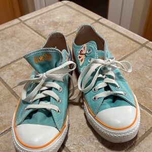 Womens Teal Converse Sneakers with Butterfly Design